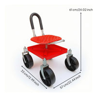 Rolling Garden Stool Wheeled Garden Stool with Wheels Heavy Duty Rolling Work Seat for Gardeners, Seniors
