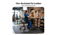 PU Leather Upholstery Swivel Saddle Stool with Wheels Easy to Clean Saddle Stool with Wheels Thick Padded Seat Professional Seating High-Density Foam for Pet Groomers, Massage Therapists, Salon, Studio, Medical Office, Office