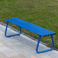 Slatted Backrest Bench Outdoor Furniture Sturdy Backless Bench Weather-resistant Seating Reinforced Galvanized Steel Construction Suitable for Homeowners Public Garden Visitors Patio Courtyard