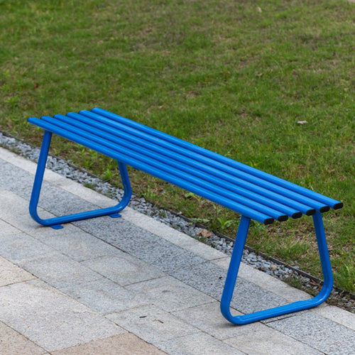 Slatted Backrest Bench Outdoor Furniture Sturdy Backless Bench Weather-resistant Seating Reinforced Galvanized Steel Construction Suitable for Homeowners Public Garden Visitors Patio Courtyard