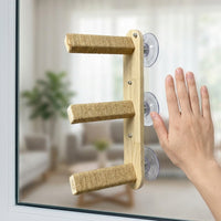 Window Perch Suction Cup Hammock + 2 Square Posts, Solid Wood Cat Shelf with Steps for Large Indoor Pets, Strong Suction Sleeping Playing Bed