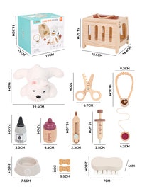 Wooden Pet Medical Kit Toy for Kids Role-Playing Doctor Set