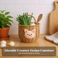 hareShaped Woven Basket Cute creature Design Hanging Organizer Space-Saving