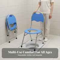Folding Bedside Commode Portable Foldable Toilet Stool Stable Support for Travel