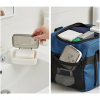 Transparent Flip-Top Soap Dish with Lid and Drainage for Home, Travel, and Dorms