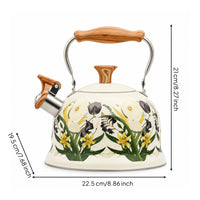 3L whistling Kettle with Wood-Grain Handle Stainless Steel Tea Kettle with Whistle Firm Hold for Stove, Kitchen