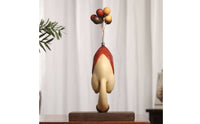 Cat Figurine Twobicolor Feline Figurine Statue Carved Sculpture with Base for Art Collectors, Entryway
