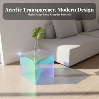 Iridescent Acrylic Table Rainbow Effect Iridescent Cocktail Table multifunctional Use