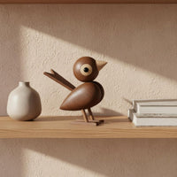 Wooden Sparrow Figurine Gift Sparrow Desk Ornament Compact Wooden Avian Figure Statue for Kids