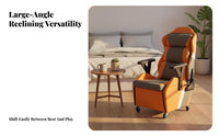Gaming Chair with Footrest Reclining Spinerest Recliner Seat Headrest Pillow Highspine Design for Game Room, Internet Cafe