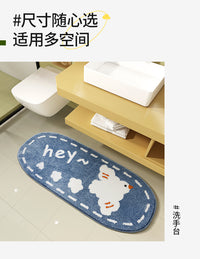 浴室地垫卫生间门口厕所吸水脚垫防滑卧室床边绿色毛绒卫浴地毯 50CM×120CM(床边摆放 柔暖脚感) 嘎嘎