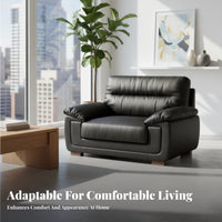Genuine Leather Highspine 3-Seater Sofa Modern Design Upholstered 3-Person Couch Minimalist design Living Room Furnishing Deep Seat for Apartment Dwellers, Homeowners, Families, Bedroom, Office