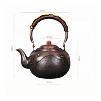 Copper Kettle Handmade Kettle with Wrapped Handle Dark Bronze for Tea Lovers, Collectors, Kitchen