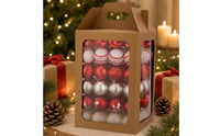 96 Pieces Christmas Ball Ornaments Shatterproof Christmas Ball Ornament Set Assorted Finishes Hanging Ornaments with Hanging Tops for Window Display