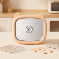 Bear-Shaped Rolled Ice Cream Plate with Spatulas Instant Manual Ice Cream Pan Non-Electric Dessert Maker Food-Grade for Families