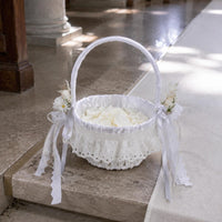 Folding Wedding Basket Portable Bridal Basket Artificial Flowers for Brides