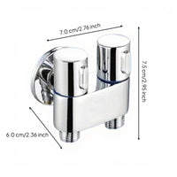 Stainless Steel Washing Machine Tap, doubleFunction Angle Valve, Double Control, 1 In 2 exit exitlet, Easy Installation, Bathroom Utility