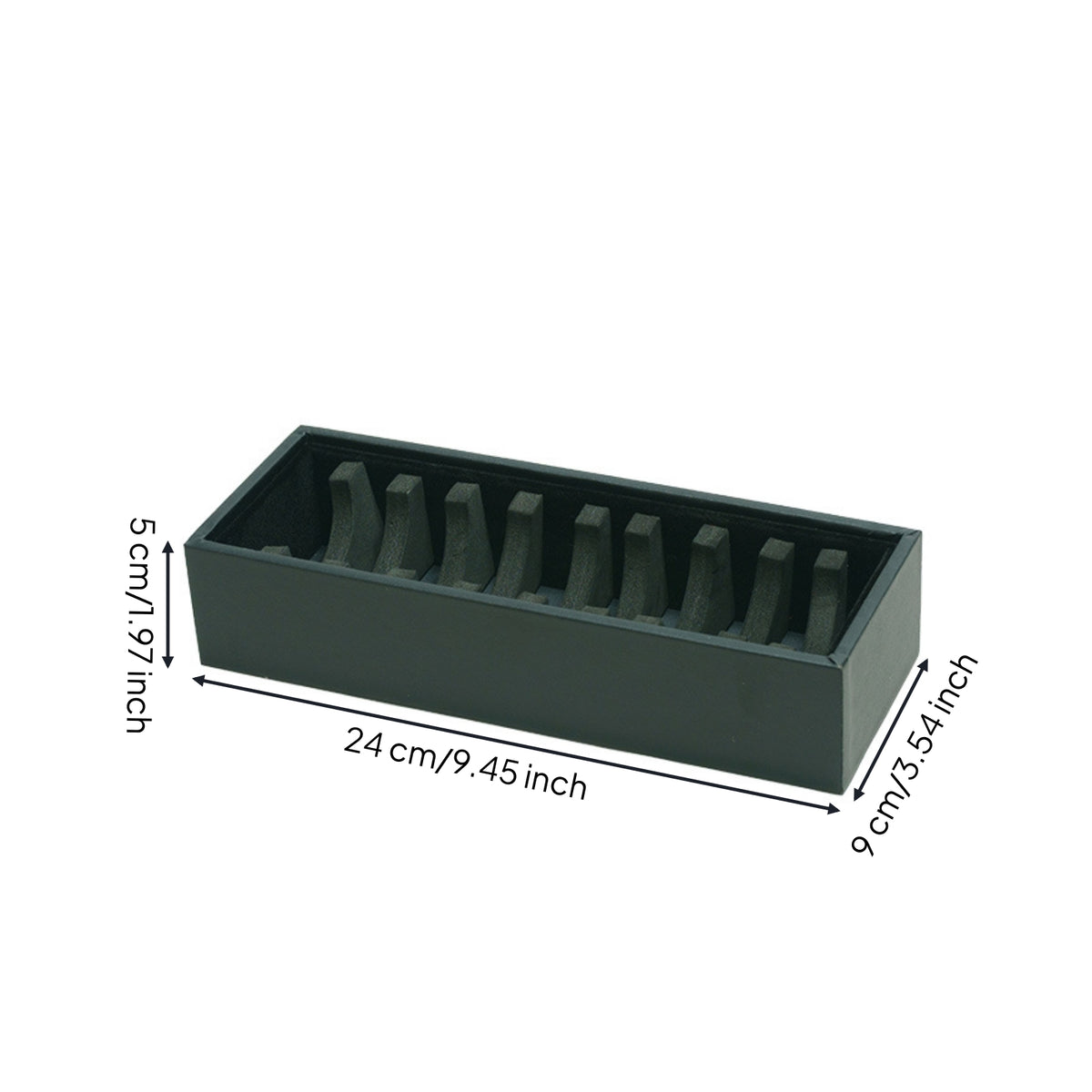 Rectangular Bangle Display Box Hard-Sided Bracelet Storage Box with Slots Slimline Jewelry Tray Compact for Collectors, Boutique Owners