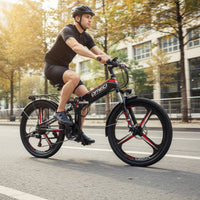 Electric Mountain Bike Foldable Mountain Bike Disc Brakes Power Assist Assist Electric Bike for Rough Terrain, Outdoor, Travel