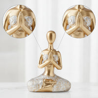 Zen Meditation Figurine Tabletop Meditation Statue with Gold Finish Compact Decor Minimalist for Desk