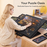 Mobile Puzzle Surface with Drawers for 1000 Piece Puzzles, Felt Mat for Adults and Home Use, Compact Storage Solution for Indoor Activities