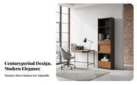 mid-centuryera Modern Design Cabinet with Reeded Glass Doors Vintage and design bookshelf Multi-Functional Display Case Adjustable Shelves for Book Lovers, LP Collectors, residents, Living Room, Home Office, Bedroom