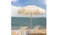 Tassel Beach Umbrella Water Resistant Canopy Tassel Fringe Umbrella Waterproof Fringed Garden Parasol for Patio, Poolside