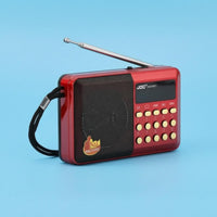 Red Portable Radio Rectangular Mini Radio Black Front Grille Electronics Telescopic Antenna
