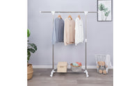 Adjustable Height Clothes Drying Rack with Wheels Freestanding Rolling Clothes Rack Portable Furniture Compact for Apartment