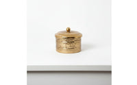 Decorative Canister with Lid Hammered Storage Jar with Lid Gold-Colored Canisters for Shelf, Living Room, Entryway