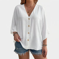 Plus Size Linen Shirt Women with Batwing Long Sleeve Design, Ladies and Blouses in Loose Fit for Business Casual Office Wear