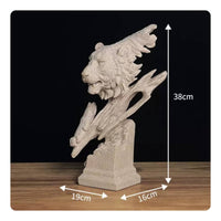 Beige Tone Lion Sculpture Sandstone Finish Decor Accent
