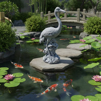 Crane Fishing Ornament Landscape Decoration Crane Statue Waterproof Animal Sculpture for Pond