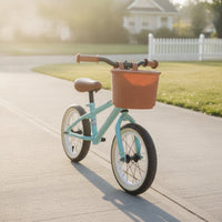 Rattan-Style Front Bike Basket Handlebar-Mount Woven Bike Basket Adjustable Strap-on for Children, Toddlers, Balance Bikes