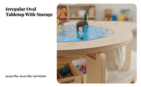 Solid Wood Wooden Building Block Table Educational Peanut Shaped Play Table Ideal Gift Toddler Art and Craft Desk Child-Friendly Design for Toddlers, Preschoolers, Girls, Playroom, Kindergarten, Classroom, Living Room