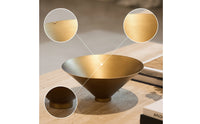 Metal Bowl with Conical Base Antique Gold Decorative Bowl with Metal Base Vessel Matte Vintage-Inspired for Tabletop, Entryway