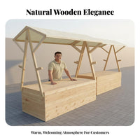 Long-Lasting Wood Frame Vending Booth with Canopy Movable Wheels Mobile Vendor Stand Stable Structure Outdoor Kiosk with Canopy Multipurpose for Street Vendors, Small Business Owners, Event Organizers, Night Markets, Festivals, Temporary Shops