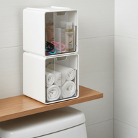 Bathroom Mirror Cabinet Organizer for Cosmetics and Cotton Swabs