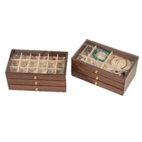 Walnut Wood Grain Jewelry Storage Box, 3 Layers, Large Size