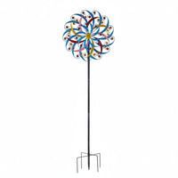Three Layer Windmills Decor Weather Resistant Colorful Garden Whirling Easy to Install Metal Wind Whirling for Patio