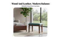 Upholstered Entryway Bench Solid Wood Frame Low Stool High-Density Foam Filling