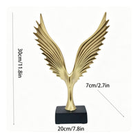 Gilded Eagle Statue Layered Feathers Winged Eagle Figurine Resin