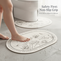 Diatomaceous Earth Absorbent Bathroom Mat Set - Non-Slip Quick Dry Toilet U-Shaped & Bath Mat