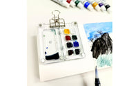Mini Watercolor Paint Set Small Mini Watercolor Palette Portable Paint Box Attach-on Design Art Supplies for Plein Air Painting
