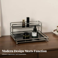 Acrylic Makeup Shelf Raised Edge Design Acrylic Cosmetic Shelf Space Saving Skincare Storage Rack for Dressing Table, Bedroom
