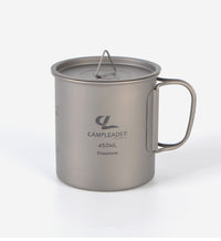 450ml Outdoor Pure Titanium Cup Portable Cup Foldable Camping Cup with Lid