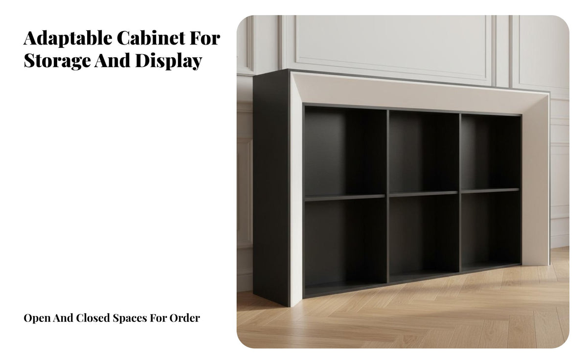 French design Arched Faux Fireplace bookshelf no assembly requiredstanding Display Cabinet Vintage Inspired Storage Furniture Multi-Purpose for Homeowners, Renters, Collectors, Entryway, Hallway, Living Room, Bedroom