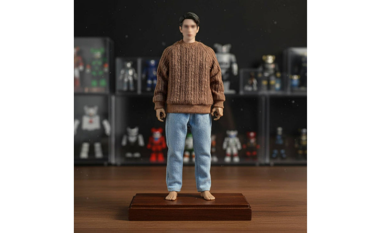 1/6 Scale Sweater Long-Lasting Material 1/6 Scale Figure Clothes Round Neck Doll Top Oversized Fit Miniature Knit Pullover
