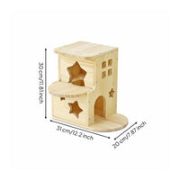 Multi-Layer Wooden Hideout Easy to Clean Double Layer Pet House Gnaw-Safe Safe