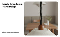 Japanese Aesthetic Retractable Hanging Lamp Wood Accent Adjustable Height Hanging Light Bohemian Design Woven Hanging Light for Interior Designers, Homeowners, Business Owners, Bar Counter, Dining Room, Bedroom, Restaurant